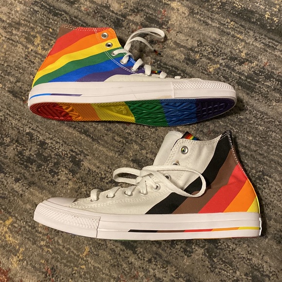 NWOT LGBTQ+ Gay Pride Rainbow Converse High Tops 🌈 - Picture 6 of 13